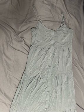 Light Sage Tiered Button-Front Slip Dress